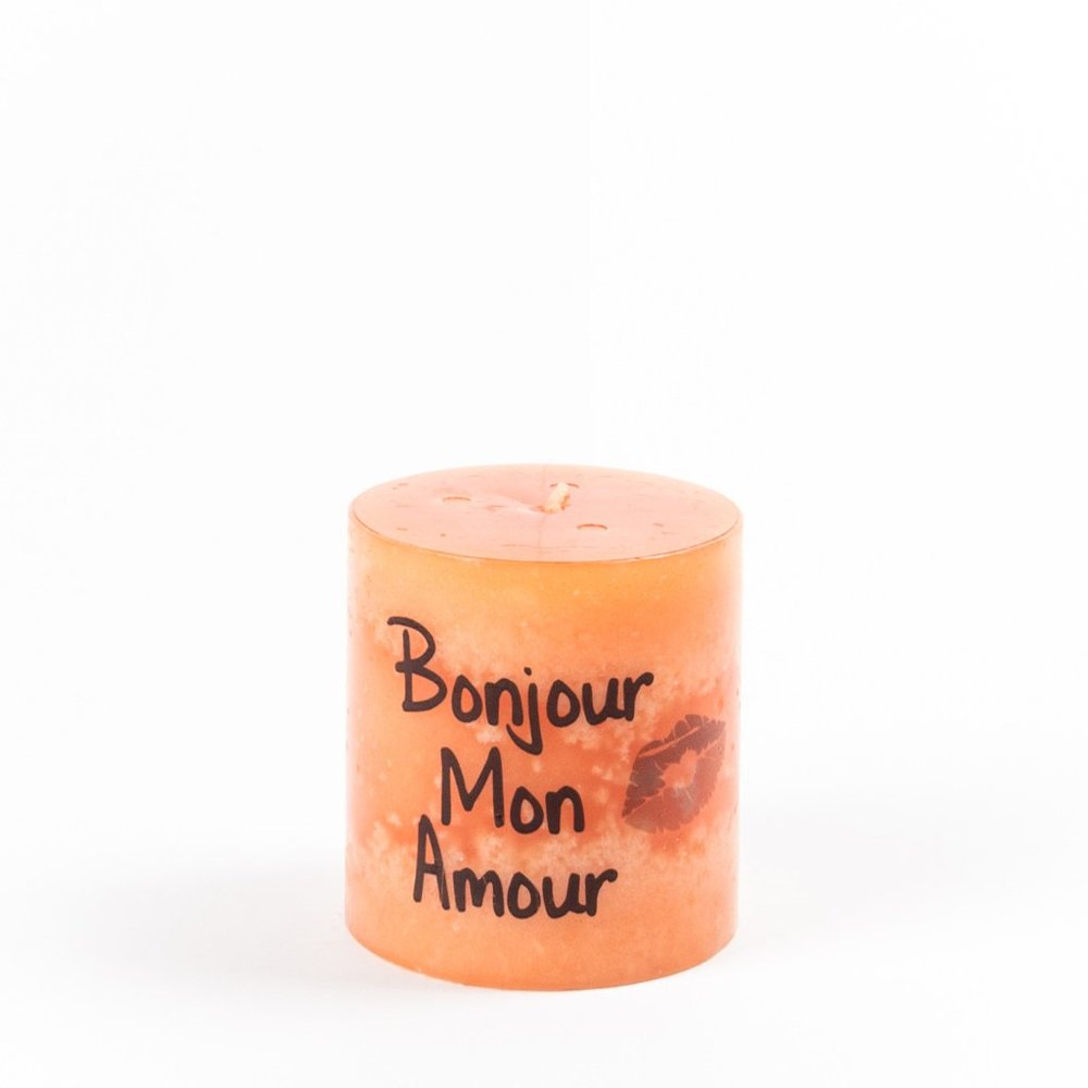 Mon AMour Custom Printed Scented Pillar Candle 3x3